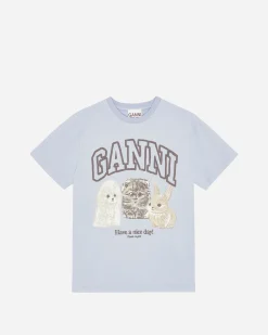 GANNI A/S Basic Cotton Jersey Animals Relaxed T-shirt< T-Shirts & Hauts
