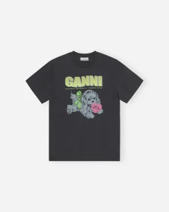 GANNI A/S Basic Cotton Jersey Neon Puppy T-shirt< T-Shirts & Hauts