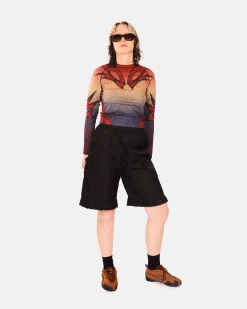 GANNI A/S Duchesse Nylon Midi Ruffle Shorts< Shorts