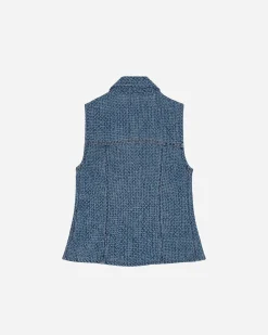 GANNI A/S Fluffy Denim Fitted Top< T-Shirts & Hauts