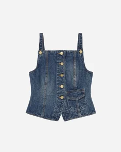 GANNI A/S Heavy Washed Denim Top< T-Shirts & Hauts
