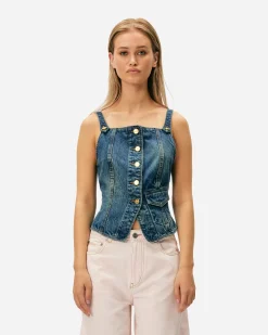 GANNI A/S Heavy Washed Denim Top< T-Shirts & Hauts
