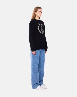 SLAM JAM SRL (ARIES ROA) Peace Press Gothic Waffle Longsleeve< T-Shirts & Hauts
