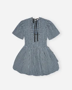 GANNI A/S Seersucker Check Mini Smock Dress< Robes Et Jupes