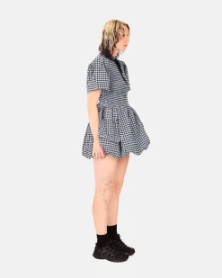 GANNI A/S Seersucker Check Mini Smock Dress< Robes Et Jupes