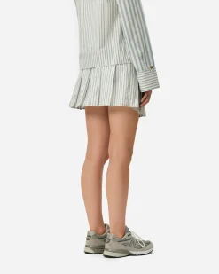 GANNI A/S Stripe Cotton Pleated Mini Skirt< Robes Et Jupes